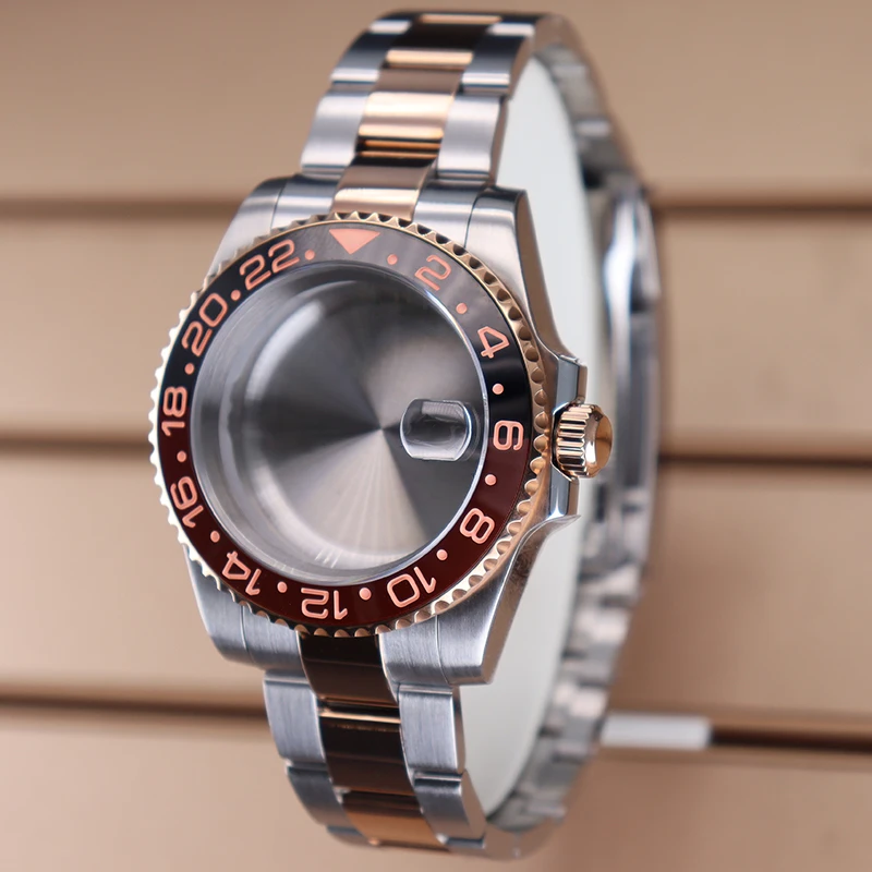 

NH34 40mm High Quality Watch Case Strap Sapphire Glas For GMT Nh35 Nh36 Nh34 Nh70 Miyota8215 ETA2824 Fine Adjustment Slide Clasp