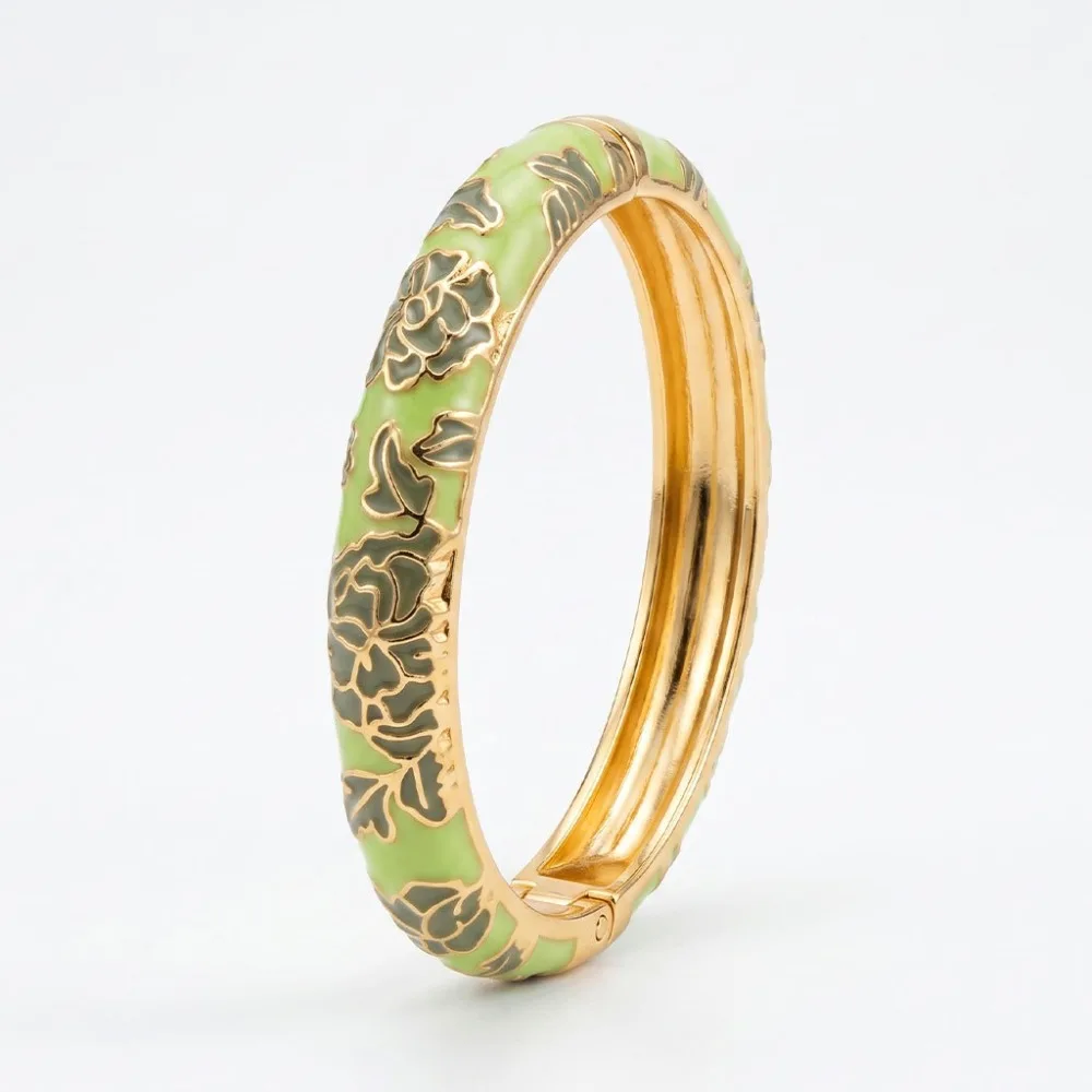 Flower Design Enameled Bracelets Wide Multicolor Enamel Enamel Dropped Glaze Bangle Colorful Hollow Enamel Bracelet