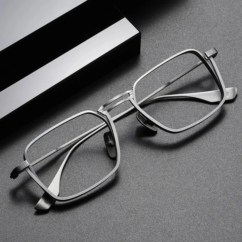 OLAMINS​ Pure Titanium Eye Glasses Frame For Men Square Anti Blue Light Anti Reflection Glasses Brand Designer Spectacles DLX125