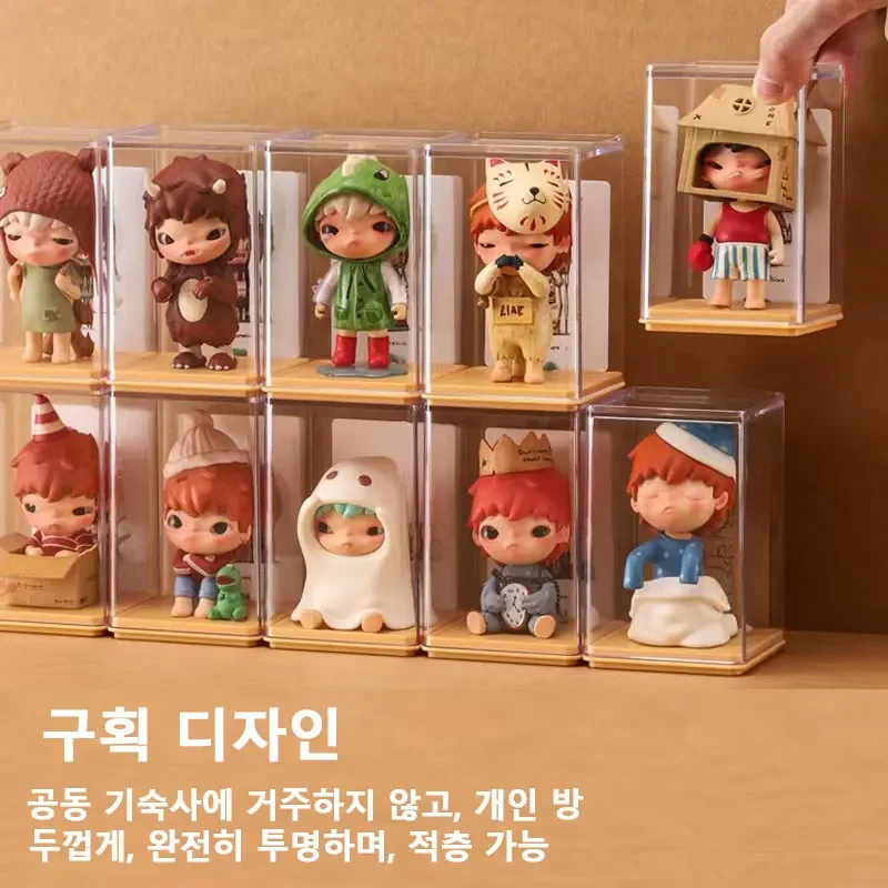 6pcs Transparent Box Organizer Storage Boxs for Fingures Showcase for Doll Transparent