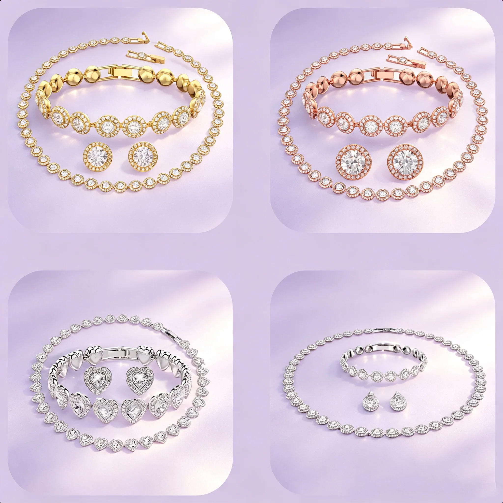 Hot Selling 2026 NEW Luxury Charms Round Earrings Necklace Fine Jewelry Set for Women Arrow Necklace Bracelet Romantic Gift