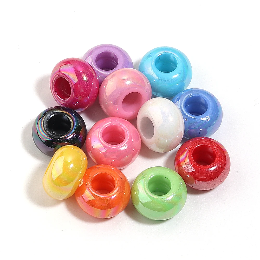 50 stuks 14mm UV gekleurde geplateerde grote gat acryl kralen losse afstandhouders abacus kralen DIY handgemaakte ketting voor het maken van sieraden