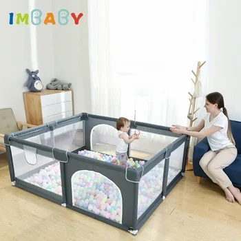 IMBABY 150*180cm box per bambini palline piscina parco giochi per bambini doppia porta box per bambini barriera di sicurezza per interni recinzione per bambini