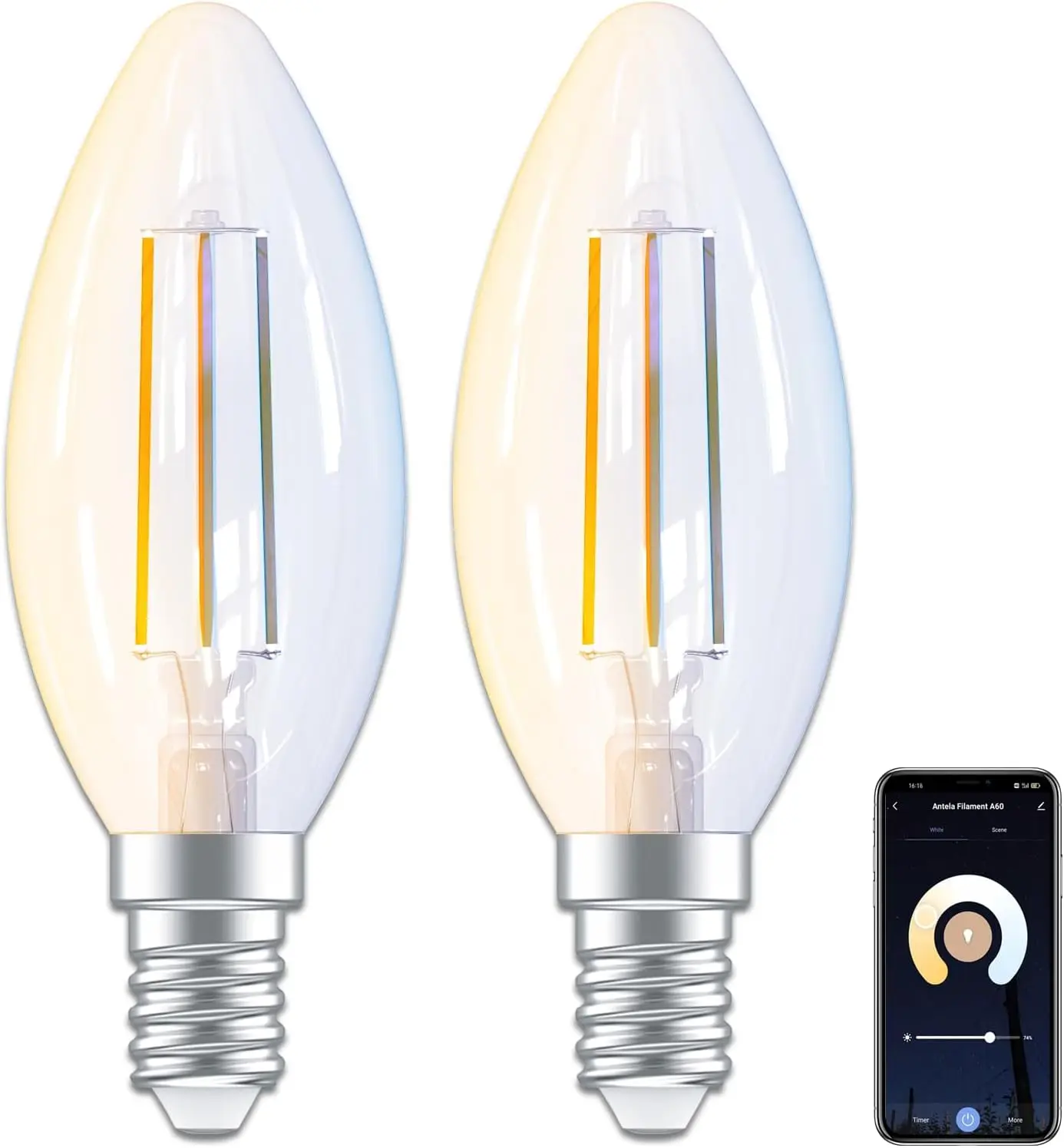 Alexa Smart Filament Light Bulbs, Compatible with Alexa/Google Home, Voice Control, APP Control, 2.4GHz WiFi