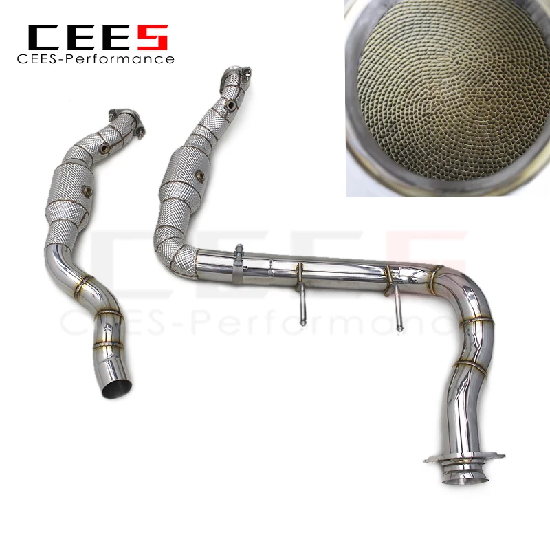

Колбаса выхлопной трубы cees с теплозащитным экраном для Ford F150 3,5T 2015-2019 гг., выхлопные трубы SS304 из нержавеющей стали с катализатором