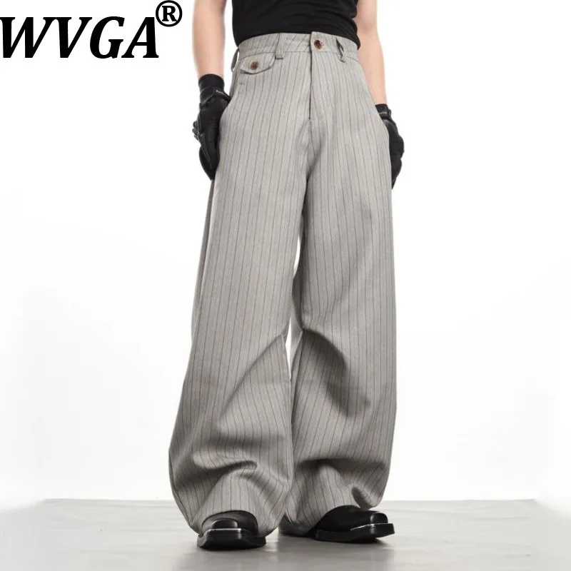 WVGA 2026 Spring Autumn New Man Tide Striped Design Trendy Draped Straight Niche Chic Casual Wide-Leg Suit Pants Ins Y2K W20401