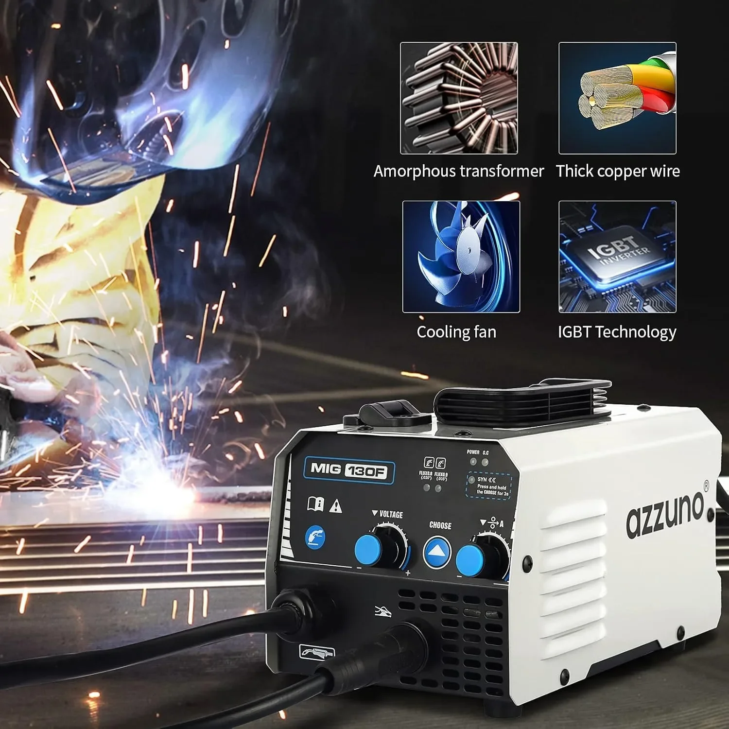 for MIG Welder,Flux Core Welder Machine 110V 130Amp, Gasless MIG Welding Machine IGBT Inverter Welder Portable Wire Feed Welder