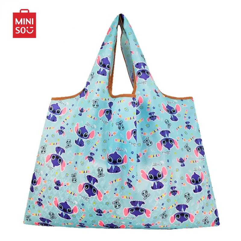 Bolso de mano de gran capacidad para mujer, bolsa de almacenamiento plegable, Stitch, Mickey Mouse, Winnie The Pooh, Anime