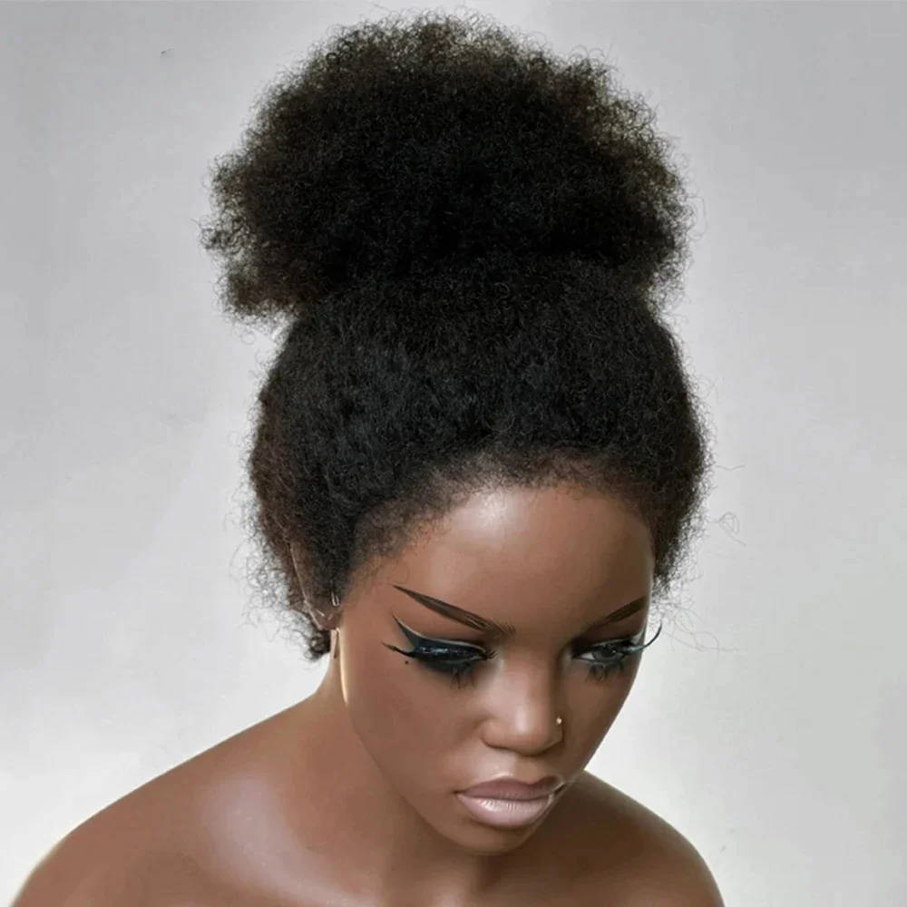 

Длинный Кудрявый Прямой 180 ПлотностьНатуральный Черный 26 "Яки Бесклеевой Парик Фронта Шнурка 13x4 Для Женщин Детские Волосы Предварительно Сорванные Термостойкие