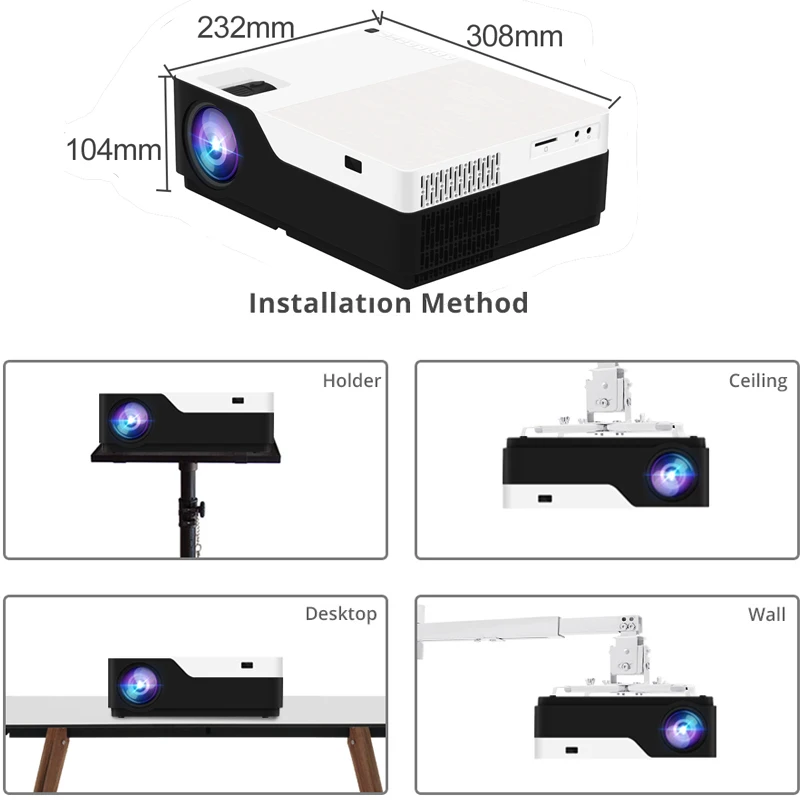 

New M18 Home Theater 5500 Lumens Full HD Projector 1920x1080P Portable LED Projector AC3 Android 10.0 WIFI Optional Proyector