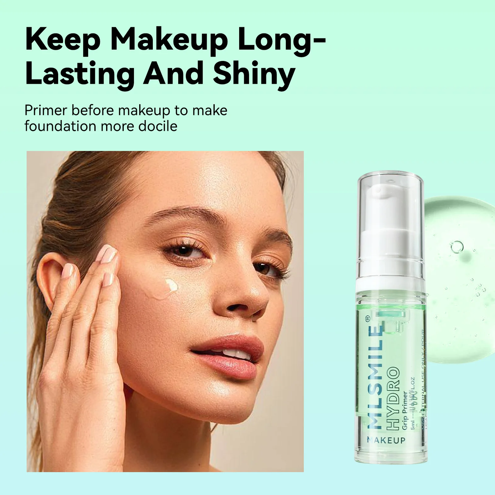 جل برايمر للترطيب الطبيعي ، خفيف ، يدوم طويلاً ، مرطب ، تفتيح البشرة ، سهل الحل