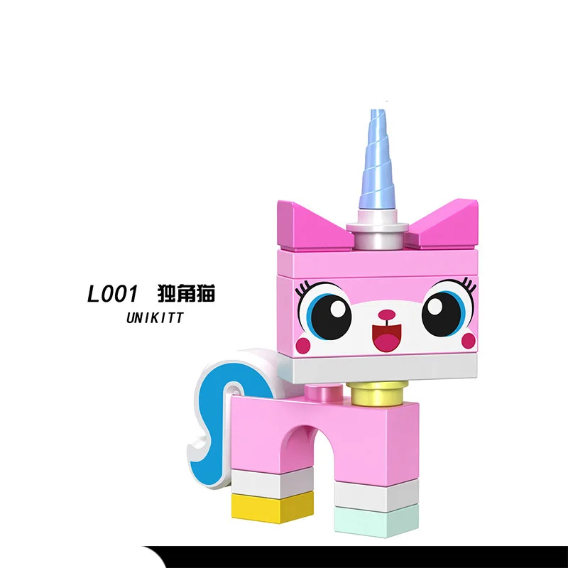 Anime Movie Cartoon Character Building Blocks Unikitty Cat Question Angry Kitty Cute Mini Action Doll Model Assembly Toy Gifts