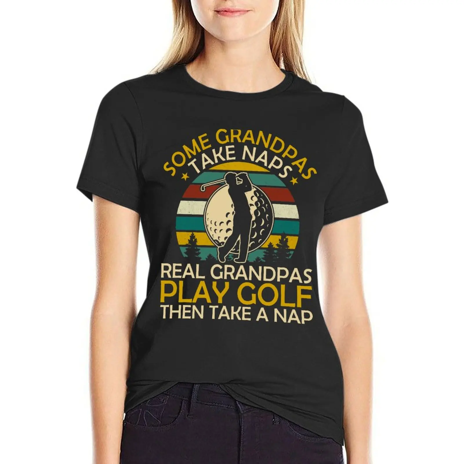 

Real Grandpas Play Golf - Best Grandpa Golfer Dad Funny Gift T-Shirt Short sleeve tee T-shirts for Women