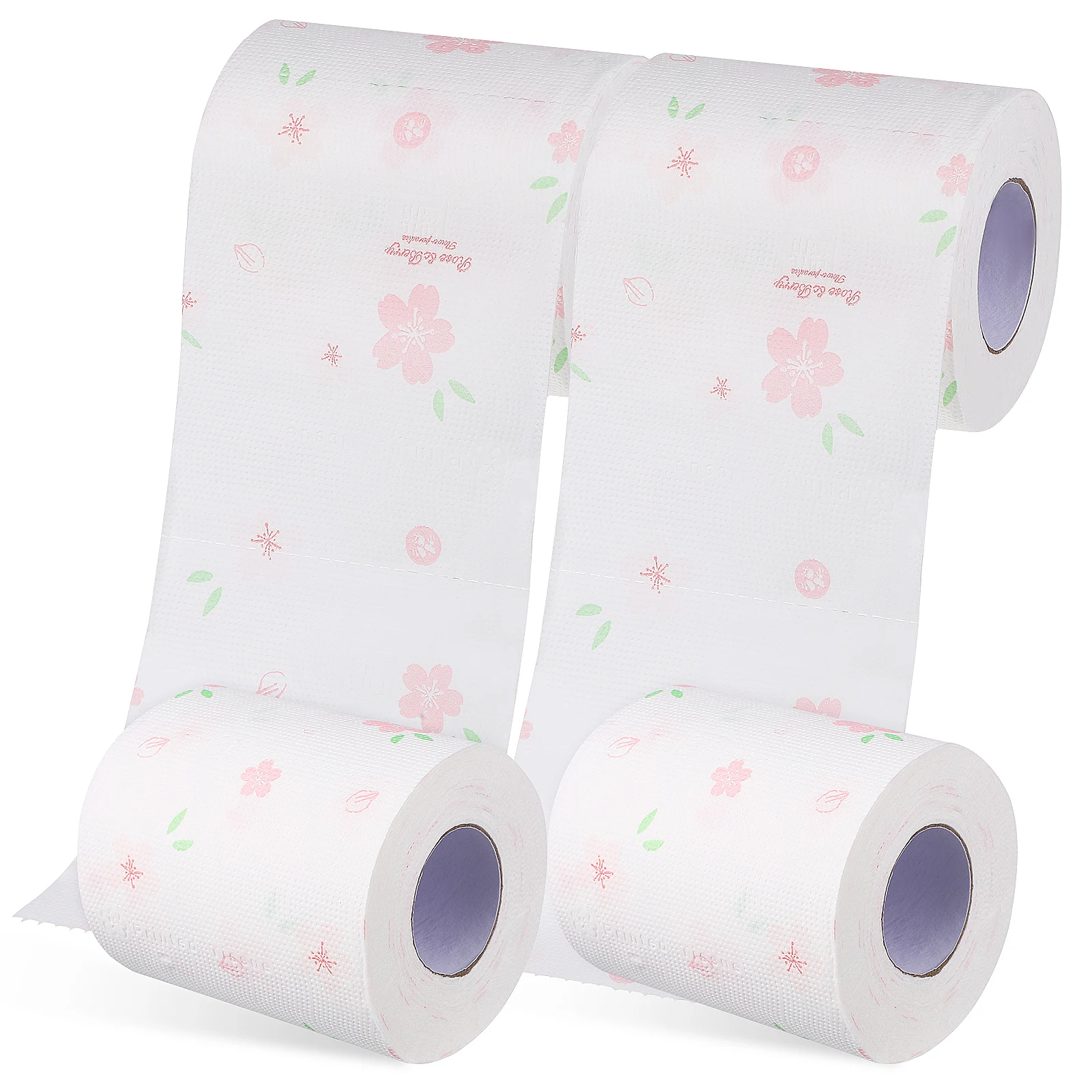 

4 Rolls Bathroom Toilet Paper Floral Napkins Flower Printed Flowers
