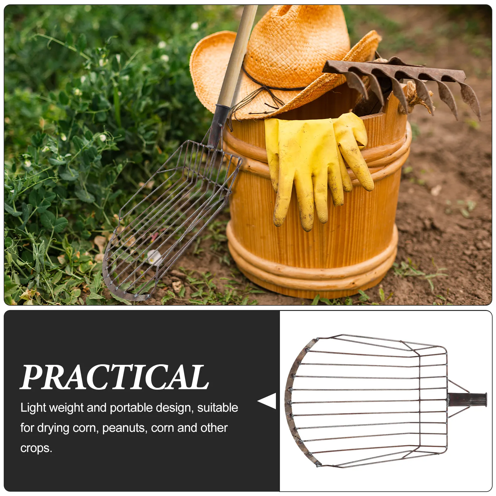 Professional Multi-Functional Half-Round Corn Fork Small Shovel Head Lightweight Portable Garden Soil Digging Tool Maize Grain