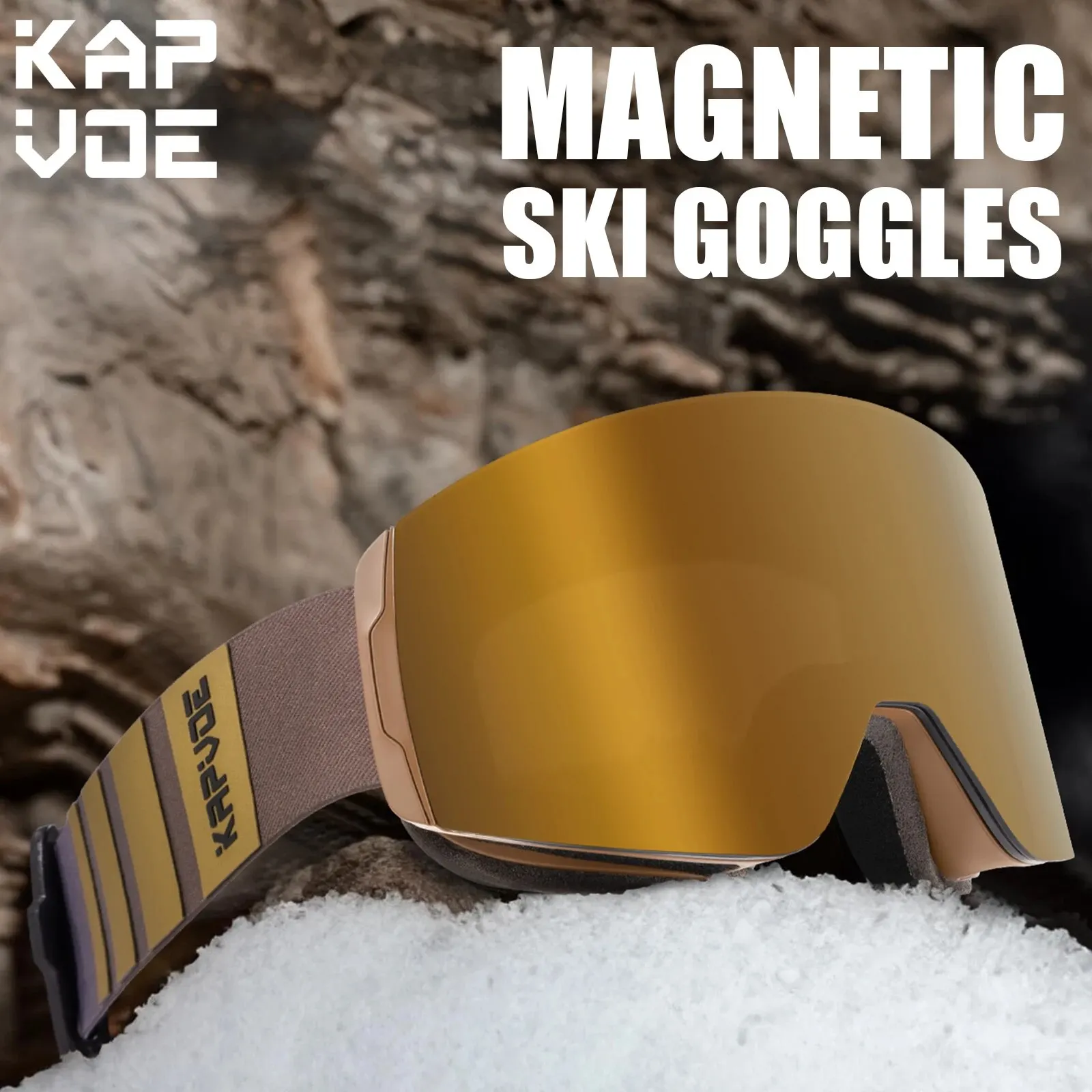 Kapvoe Ski Lunettes Double Couches Anti-buée UV400 Snowboard Neige Lunettes Motoneige Lunettes Sport En Plein Air