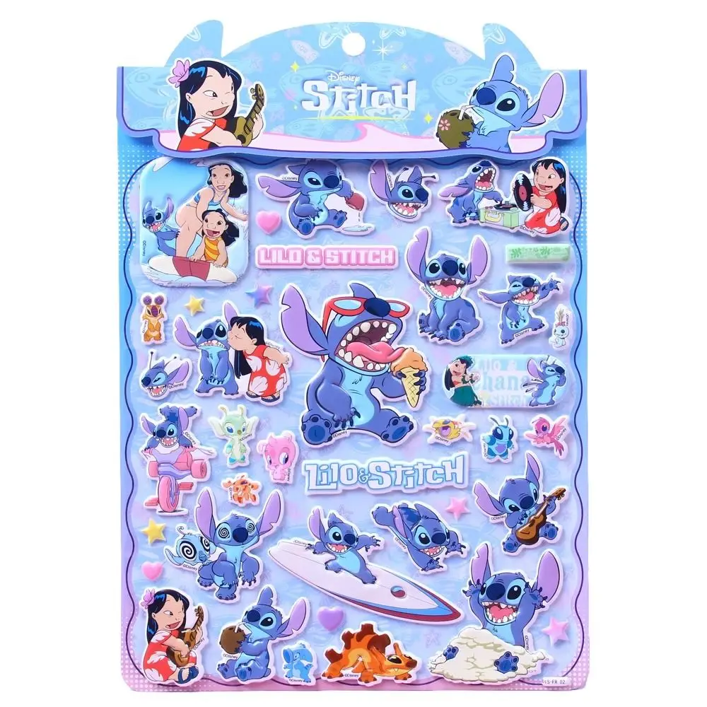 Stiker busa jahitan kartun Disney, stiker stereoskopis 3D anime kartun, hadiah ulang tahun anak-anak