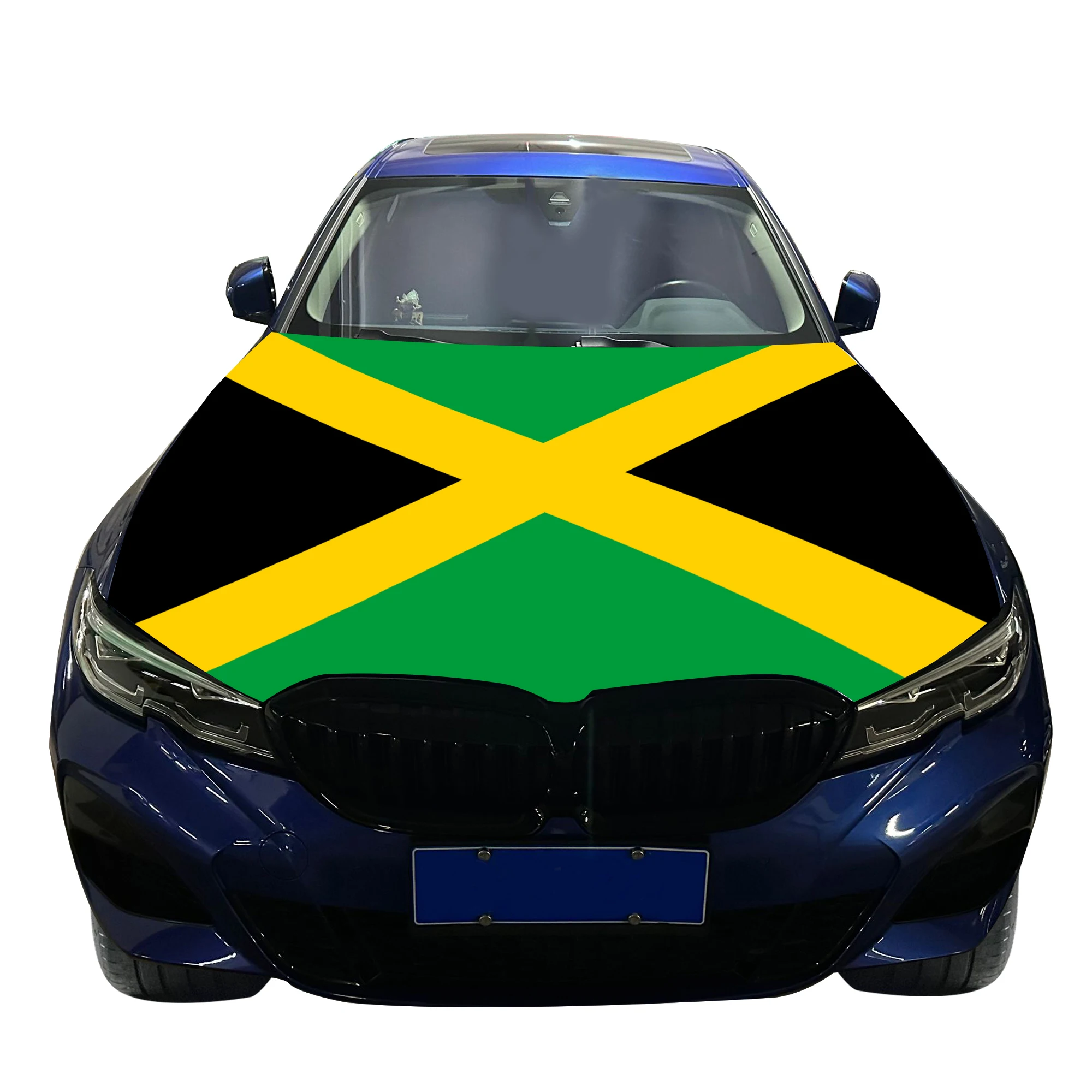 Jamaica Car Hood Cover Flag  Universal Size Elastic Polyester 120x150cm for Car Decor