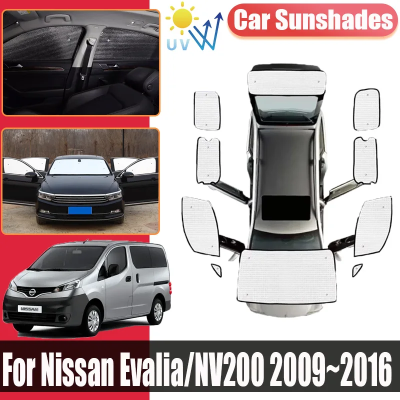 

Для Nissan Evalia NV200 Vanette 2009 2010 2011 2012 ~ 2016 автомобильные солнцезащитные козырьки с полным покрытием, солнцезащитный козырек, аксессуары для козырька