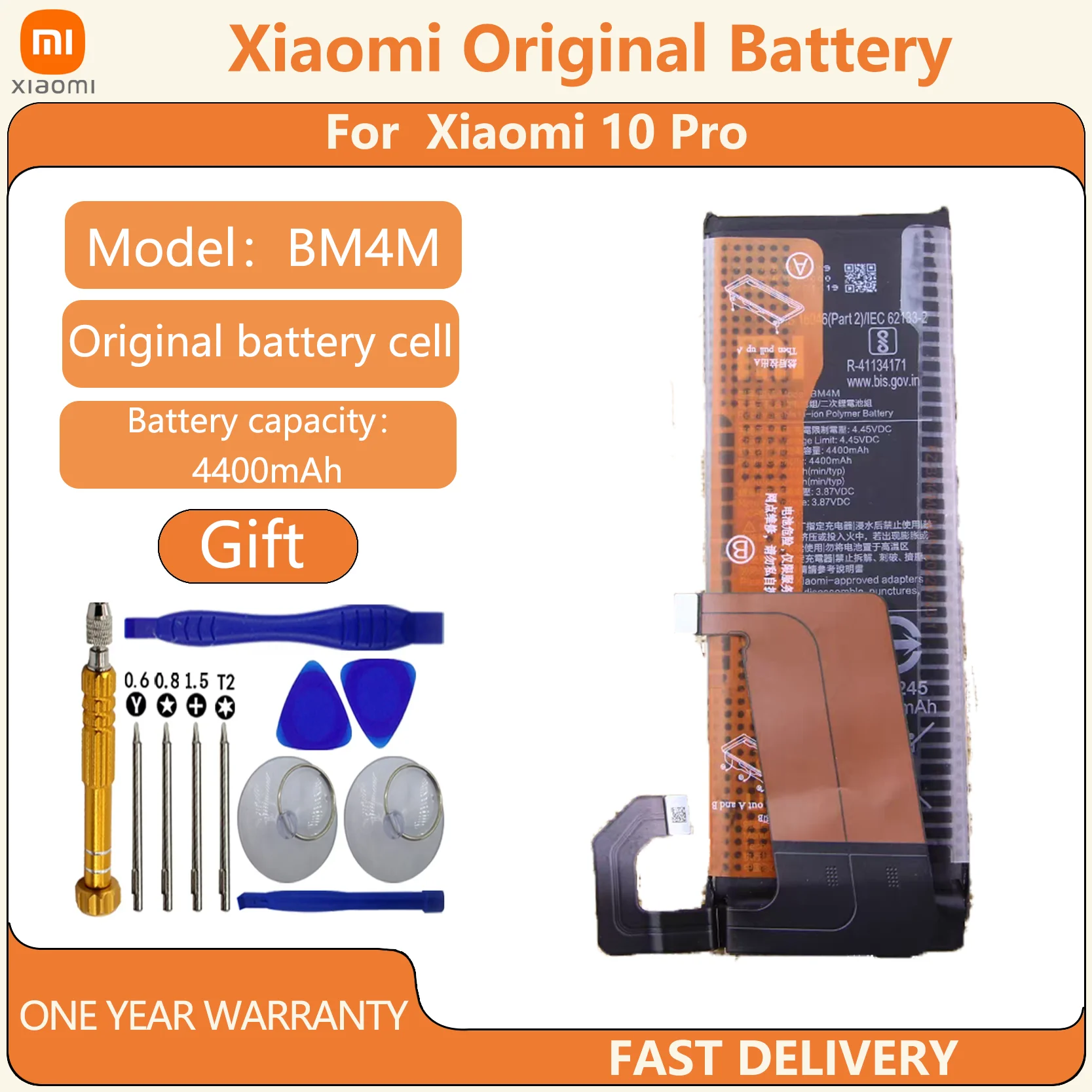 Batería Original Xiaomi 10Pro BM4M 4400mAh Batería Original La batería de alta capacidad admite carga rápida