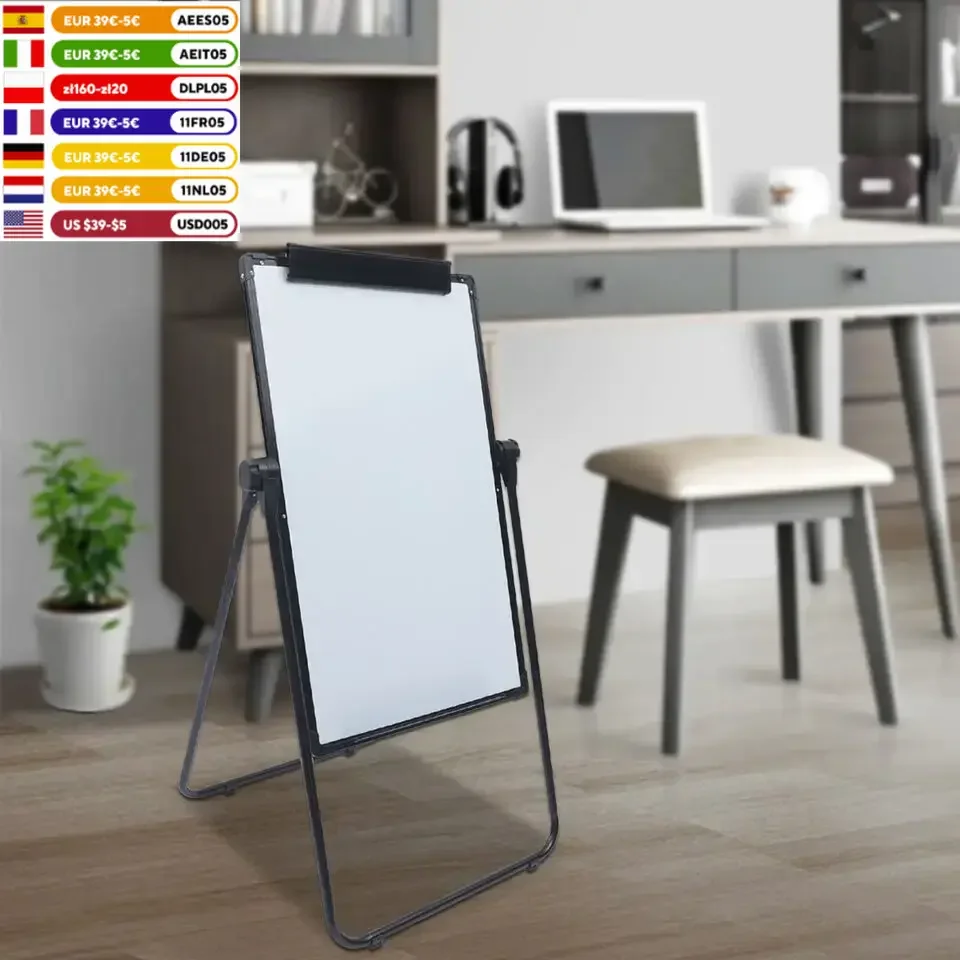 Foldable Magnetic Double-Sided Whiteboard Height Angle Adjustable Mobile Whiteboard for School Homeschool Restaurant Office