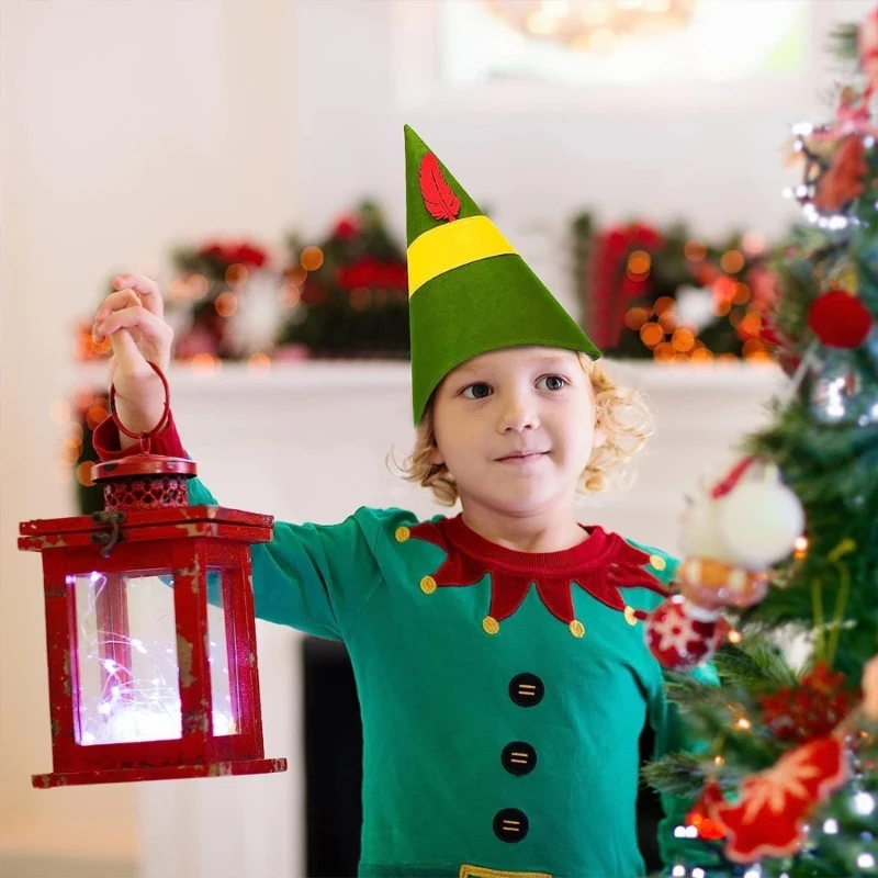 Couvre-chef noël en fourrure, chapeau conique avec plumes pour fête noël du nouvel an DXAA