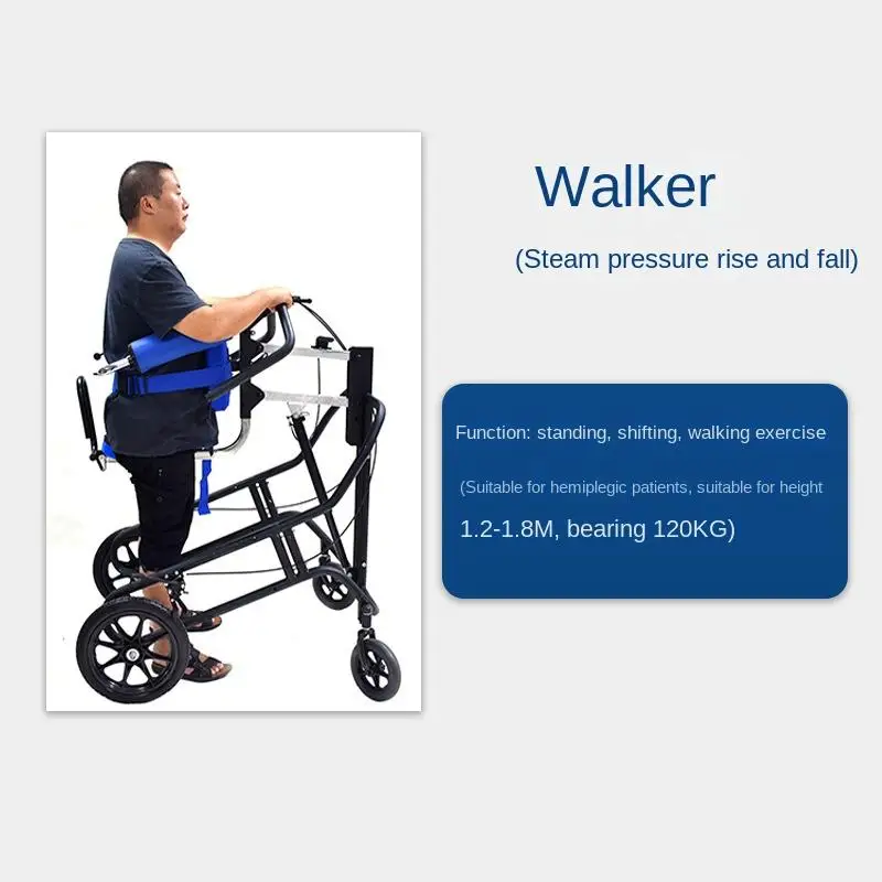 Multifunctional Walking Aid Hemiplegic Patient Lower Limb Training Automatic Height Adjustment Standing Frame with Wheels