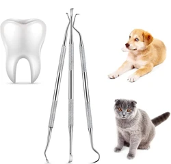 3PCS Pet Dog Tooth Cleaner Stainless Steel Tartar Removers Scraper Kit Pet Oral Cleaning Tools Double Headed Tartar Accessories