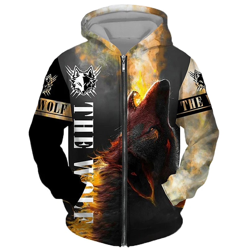 Animal Wolf 3D Print Hoodies Men Women Casual Fashion Streetwear Oversized Sweatshirts Zipper Hoodie Male Tracksuit Man Clothing