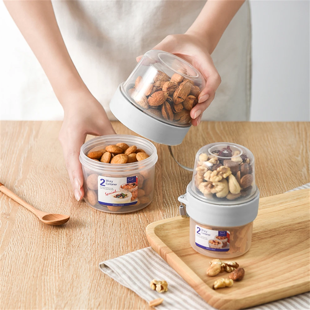 Breakfast Oatmeal Cup Fresh-keeping Cereal Nut Yogurt Salad Container Portable Food Box Double-layered Lunch Box Storage Jars