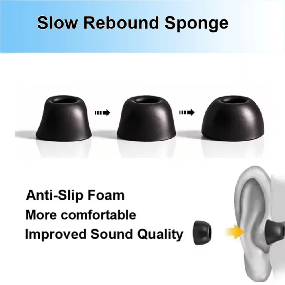 Wkładki do słuchawek z pianki memory foam do Realme Air Buds 7 7Pro 8 8Pro, nakładki na słuchawki, akcesoria do słuchawek, rozmiary L/M/S — zdjęcie produktu 2