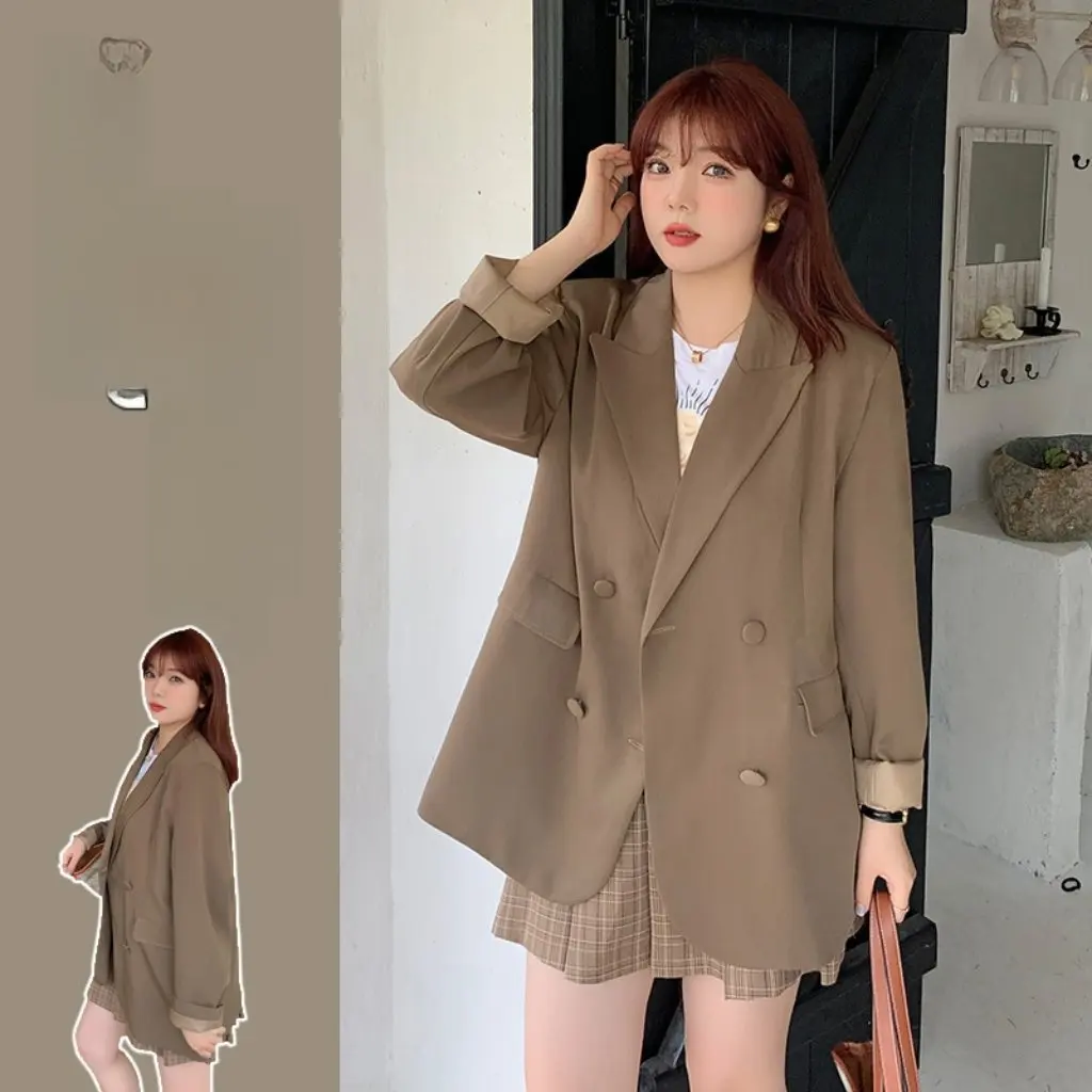 เสื้อสูทผู้หญิงไซส์ใหญ่ 60.00 กก.-175.00 กก. ทรงหลวม สไตล์สลิมฟิต สำหรับสาวอวบ รุ่นใหม่ล่าสุดสำหรับฤดูใบไม้ร่วง