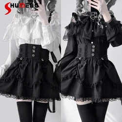 Japanese Mine Style Mass-Produced Lace Patchwork Stand Collar Bow Long Sleeve Single-Breasted Sweet Cute Lolita Shirt Tops Women