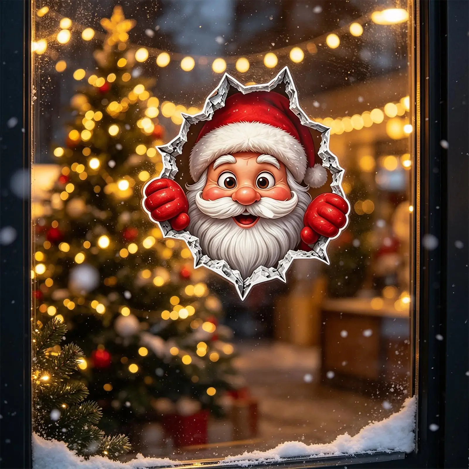 Christmas Wall Decals Self Adhesive Santa 2D Visual Art Stickers Window Toilet Holiday Decor Removable Xmas Party Home Decor