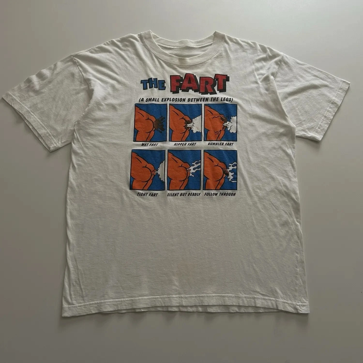 Vintage The Fart A Small Explosion 90s Funny Print T Shirt Men Women Y2k Clothes Cotton T-shirt Harajuku Y2K Casual Streetwear