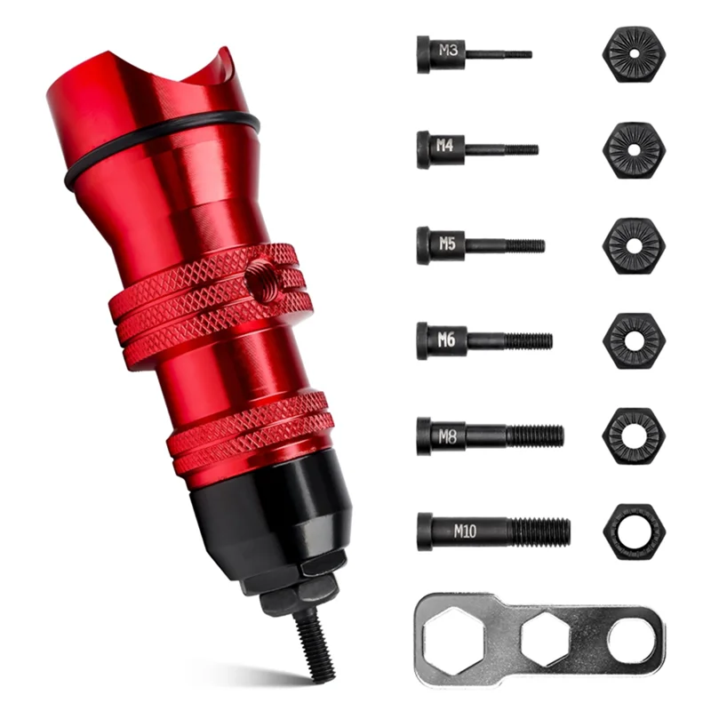 B28C-Rivet Nut Tool Electric Rivet Gun Conversion Adapter Kit Electric Rivet Nut Adapter M3 M4 M5 M6 M8 M10 Manual Riveter Tool