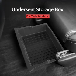 Underseat Storage Box for Tesla Model X Car Seats Drawer TPE Hidden Storage Box Push Pull ModelX Car Interior Accessories 2023