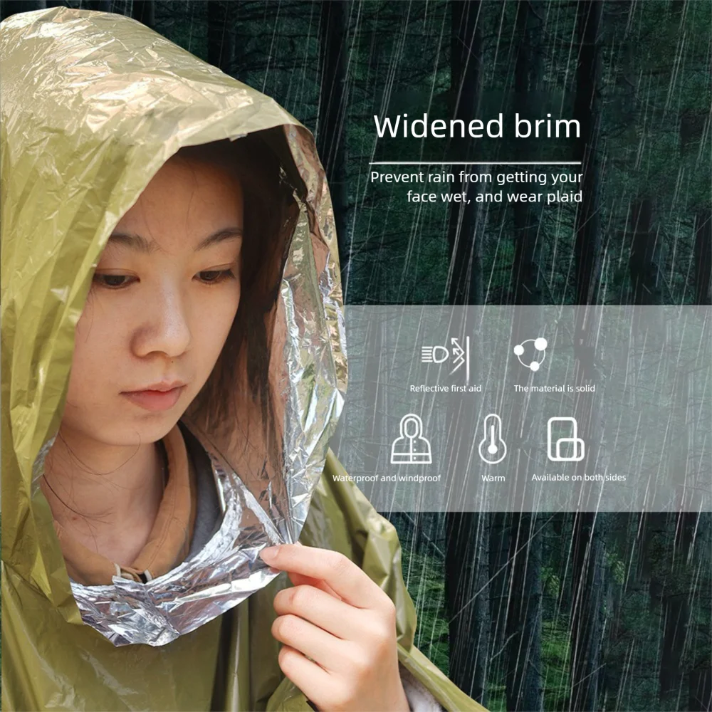 في الهواء الطلق متعددة الوظائف معطف واق من المطر التخييم معطف واق من المطر مقاوم للماء بقاء الطوارئ الملابس العاكسة معدات التخييم