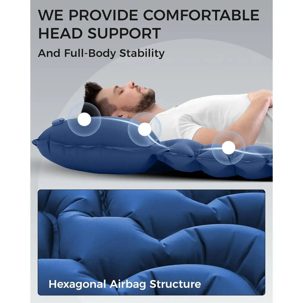 Colchão Inflável para Camping, Ultraleve e Compacto, com Travesseiro Embutido de 6,3 polegadas e Bomba de Pé para Caminhadas