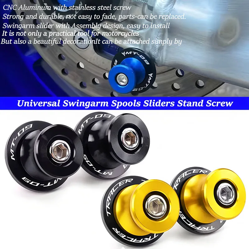 

6MM Fit For MT09 Tracer MT-09 SP 2014-2024 2025 M6 Motorcycle Accessorie CNC Aluminum Motorcycle Swingarm Spools M6 Stand Screws