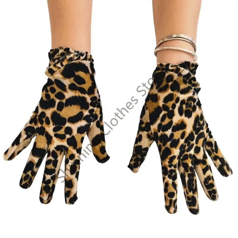 M68A قفازات نمط الفهد اللمسات الناعمة النسيج للأطفال الكبار الأحجام المتاحة