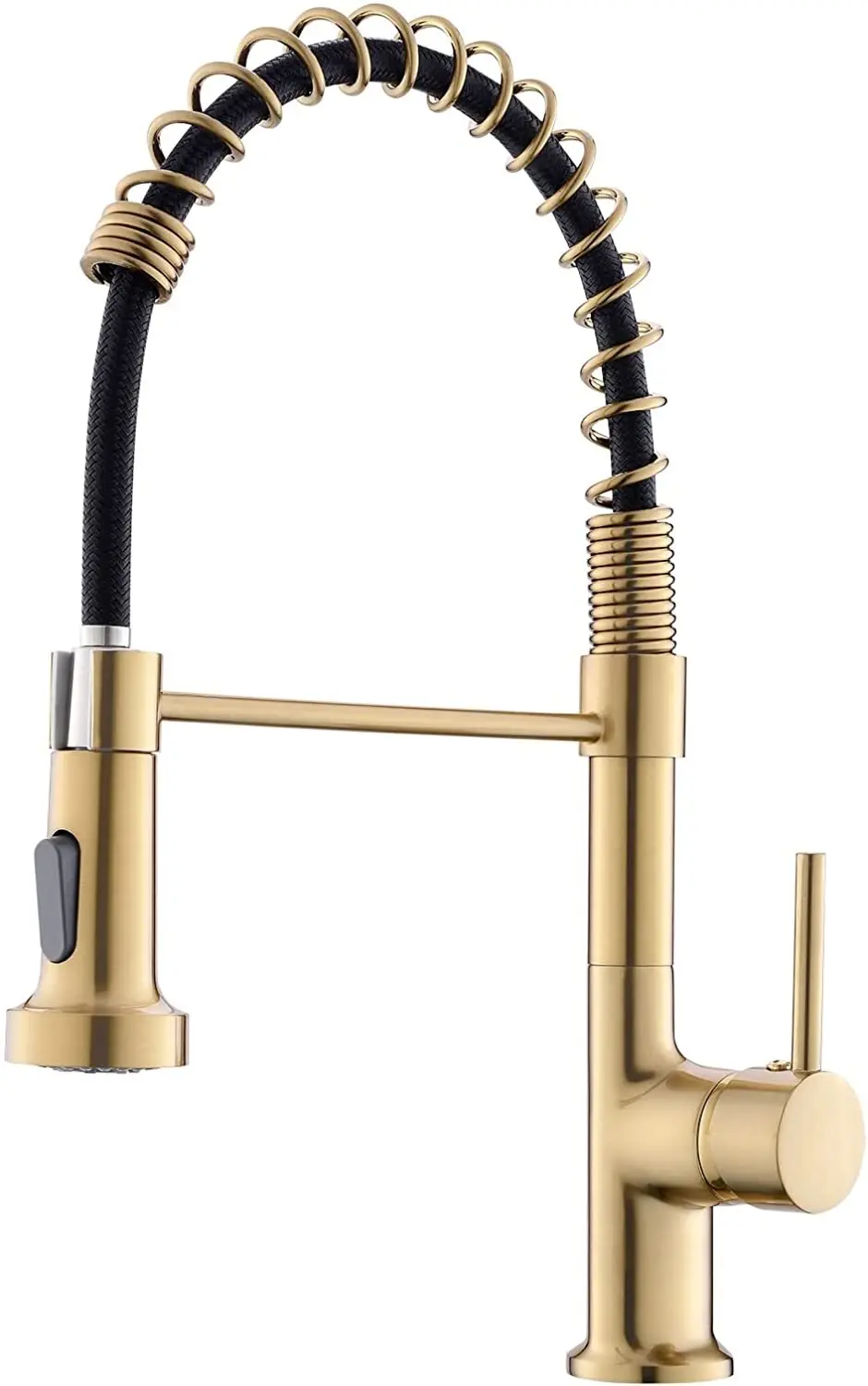 

Brushed Gold Kitchen Faucet Sink Pull Down Sprayer Swivel Single Hole Mixer Tap
