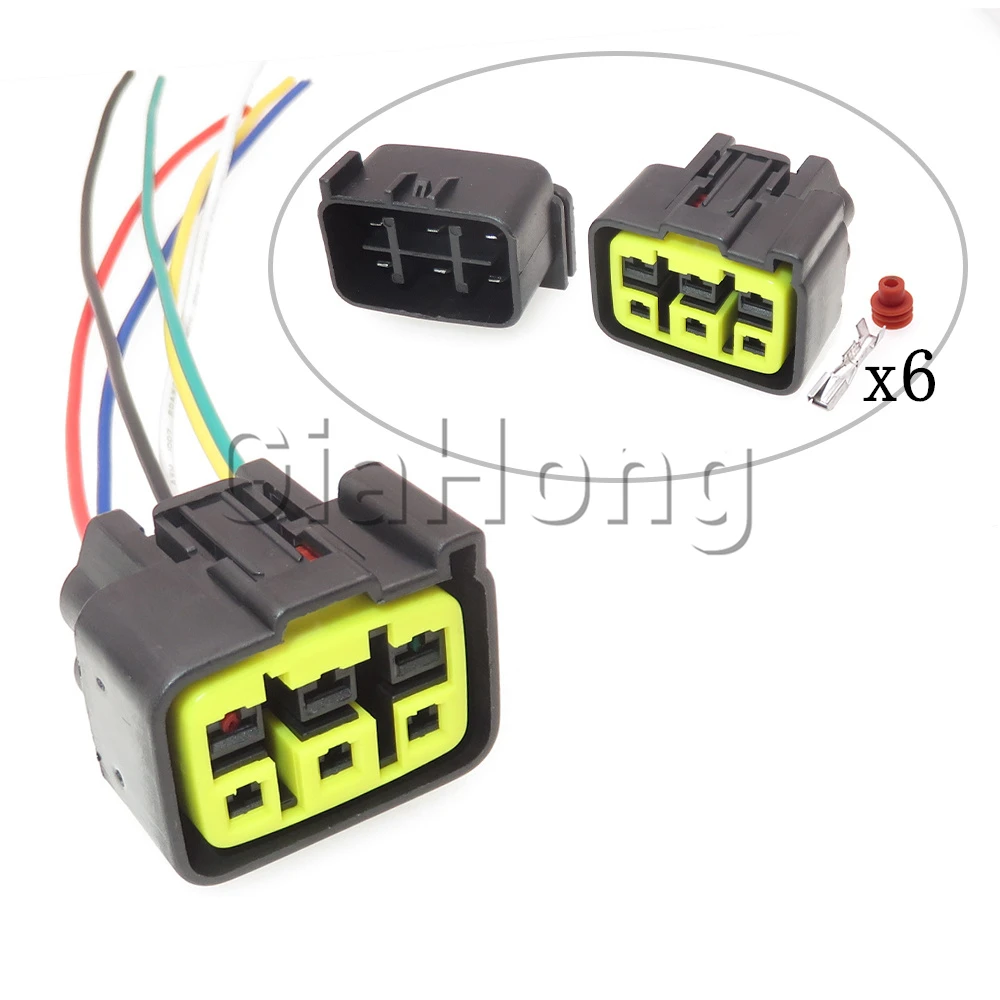 1 Set 6 Ways AC Assembly Auto Male Female PCB Connector FSW-C-6F-B Car Waterproof Wiring Harness Electrical Socket