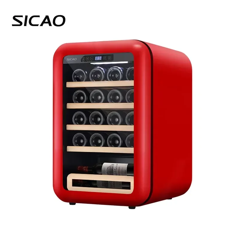 Mini Retro Electric Wine Cooler Fridge Glass Door Free Standing Beverage Refrigerator for Home Restaurant Hotel Bar Use
