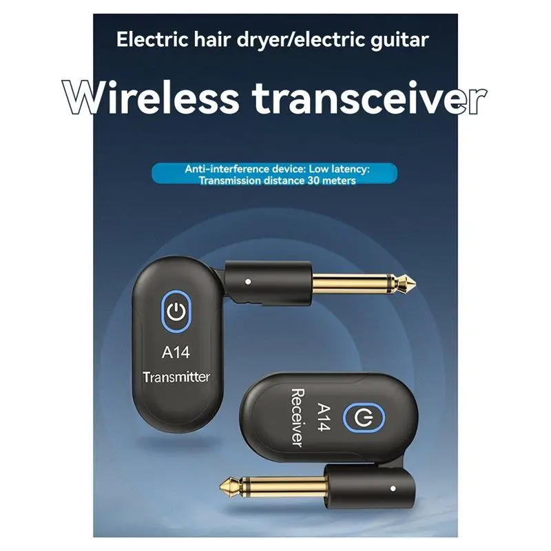 AA90-A14 USB Wireless For Guitar System 2.4Ghz For Guitar Bass Violins 90-Degree Rotatable Electric Transceiver Receiver
