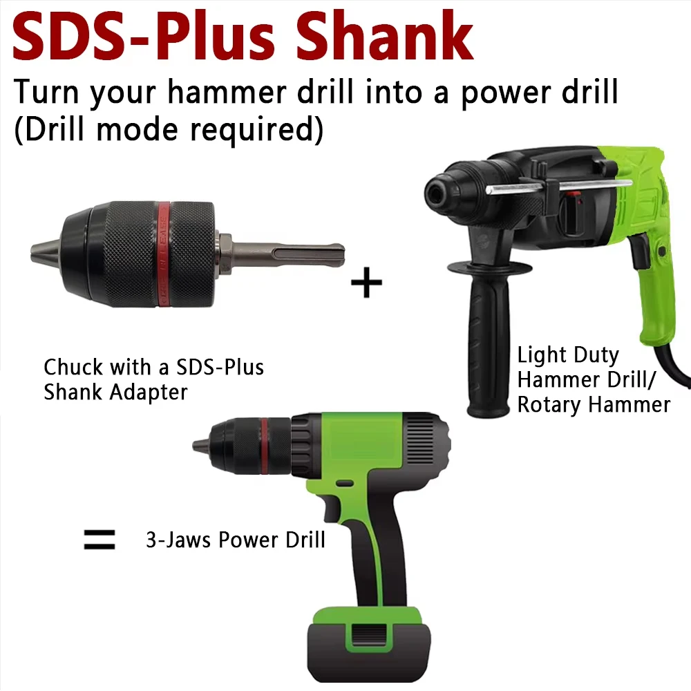 Professional Metal Drill Chuck 1/2-20UNF 10mm 13mm Keyless Metal Heavy Duty Self-tighten Electric Drill Bit with Hex Shank/SDS