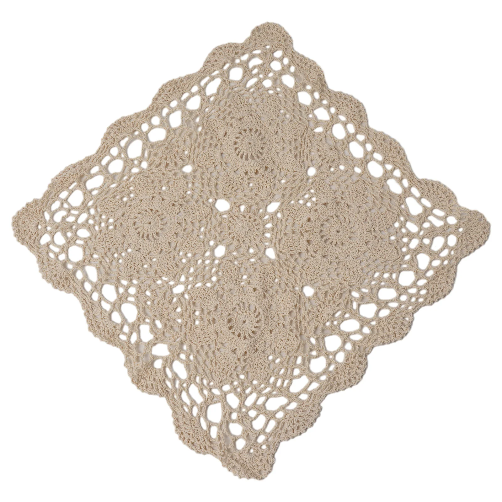 Vintage Square Tablecloth Doily Cotton Lace Crochet Floral Table Cloth Cover Wedding Party Desk Covers Living Room Desktop Decor