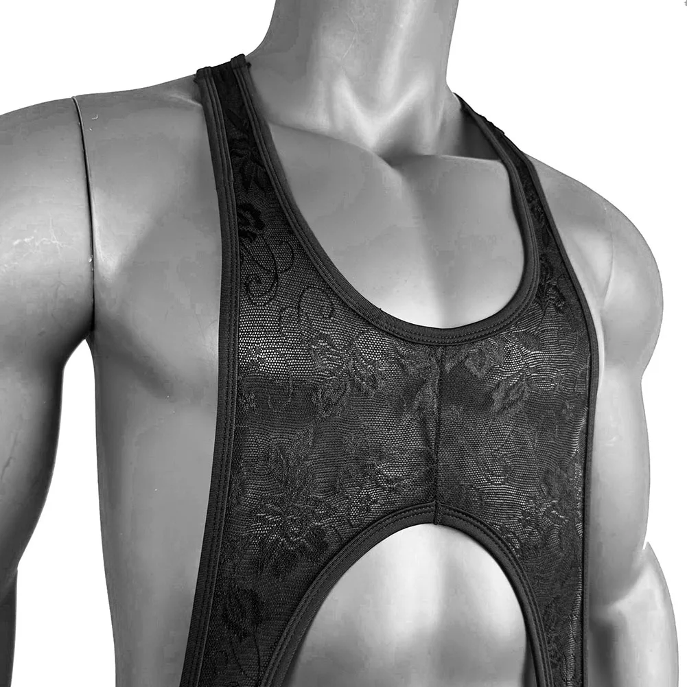 

Прозрачное мужское боди размера M-XXXL, сексуальное кружевное жаккардовое боди с открытой спиной, экзотическое нижнее белье Sissy, нижнее белье с вырезами
