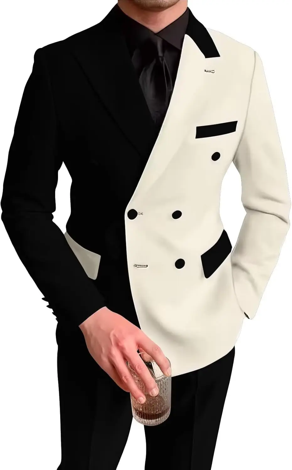 Costume pour homme à double boutonnage, coupe ajustée, blazer et pantalon pour mariage et soirée de 