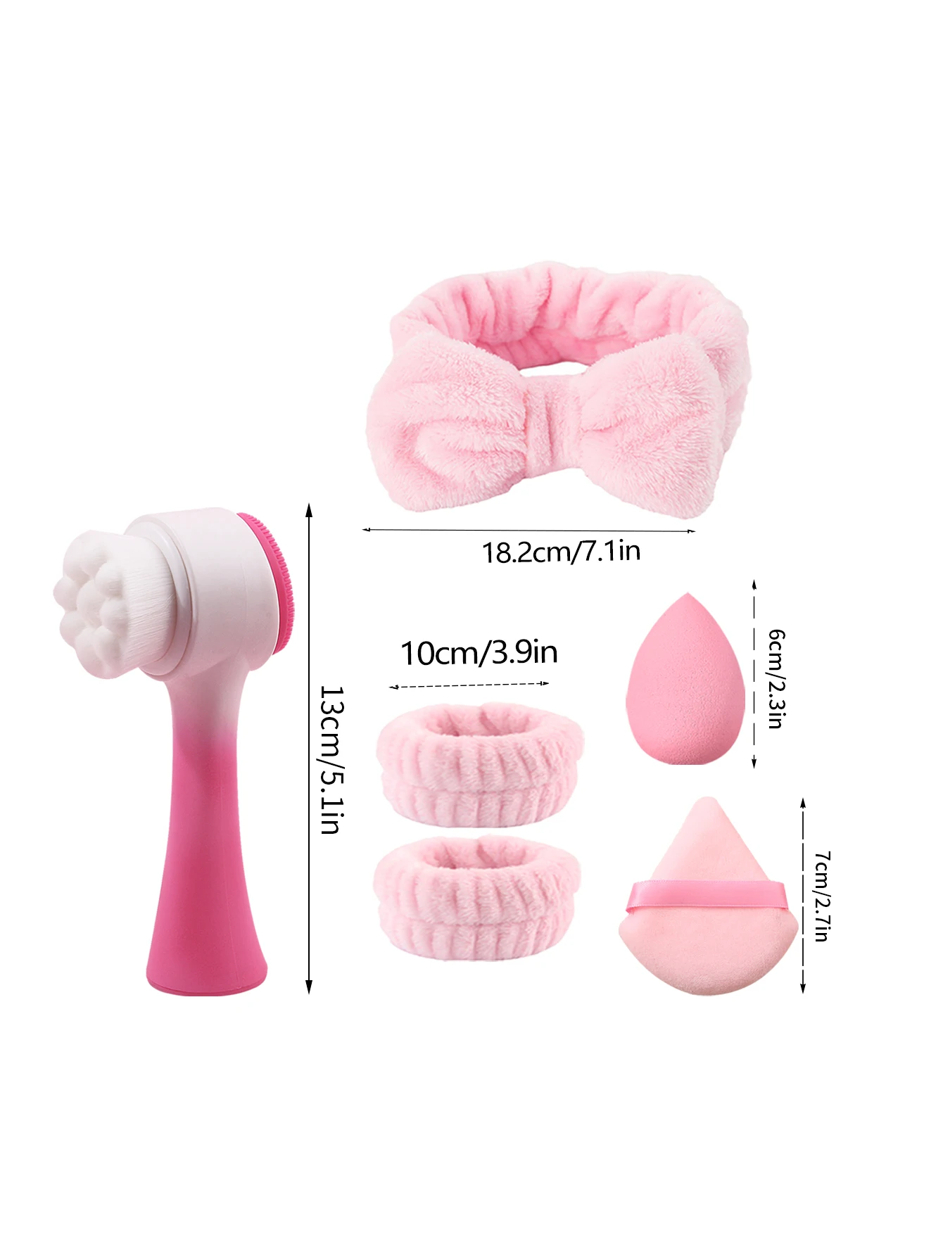 4 peças de faixa de cabelo de arco super absorvente/alça de pulso/escova facial + 2 peças de esponja sem entupimento em forma de leque de ovo